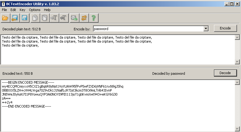 BCTextEncoder criptare testi