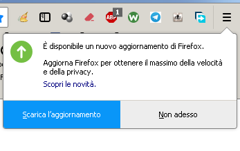 stop PopUp aggiornamento Firefox