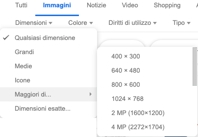 Come cercare immagini ad alta risoluzione